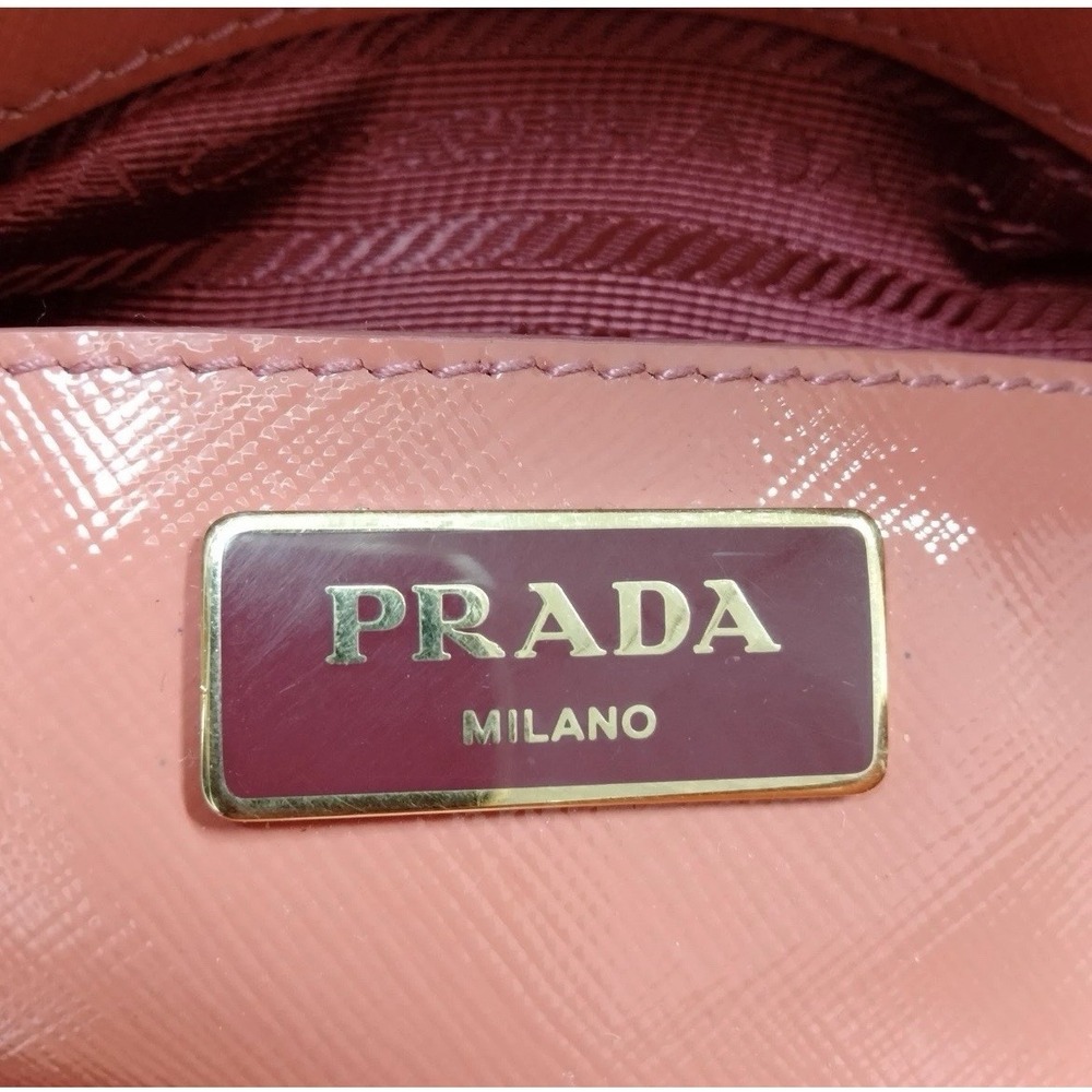 Prada Saffiano Vernice Promenade Patent Leather Orange Hand Bag Purse Top Handle - Picture 6 of 16